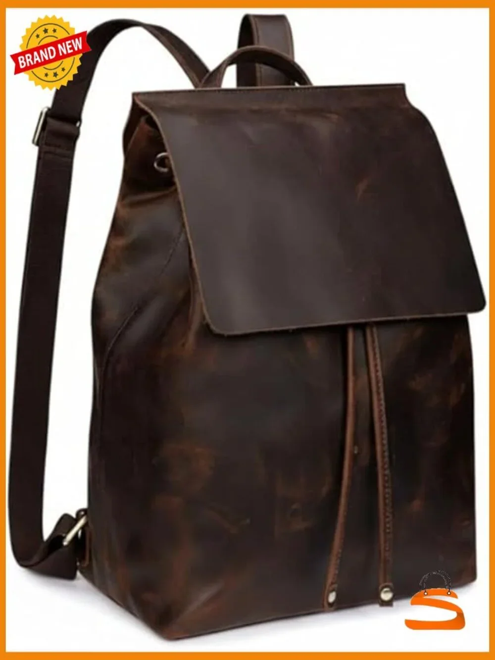 Genuine Leather Backpack Purse, Vintage Work Travel Laptop Bag